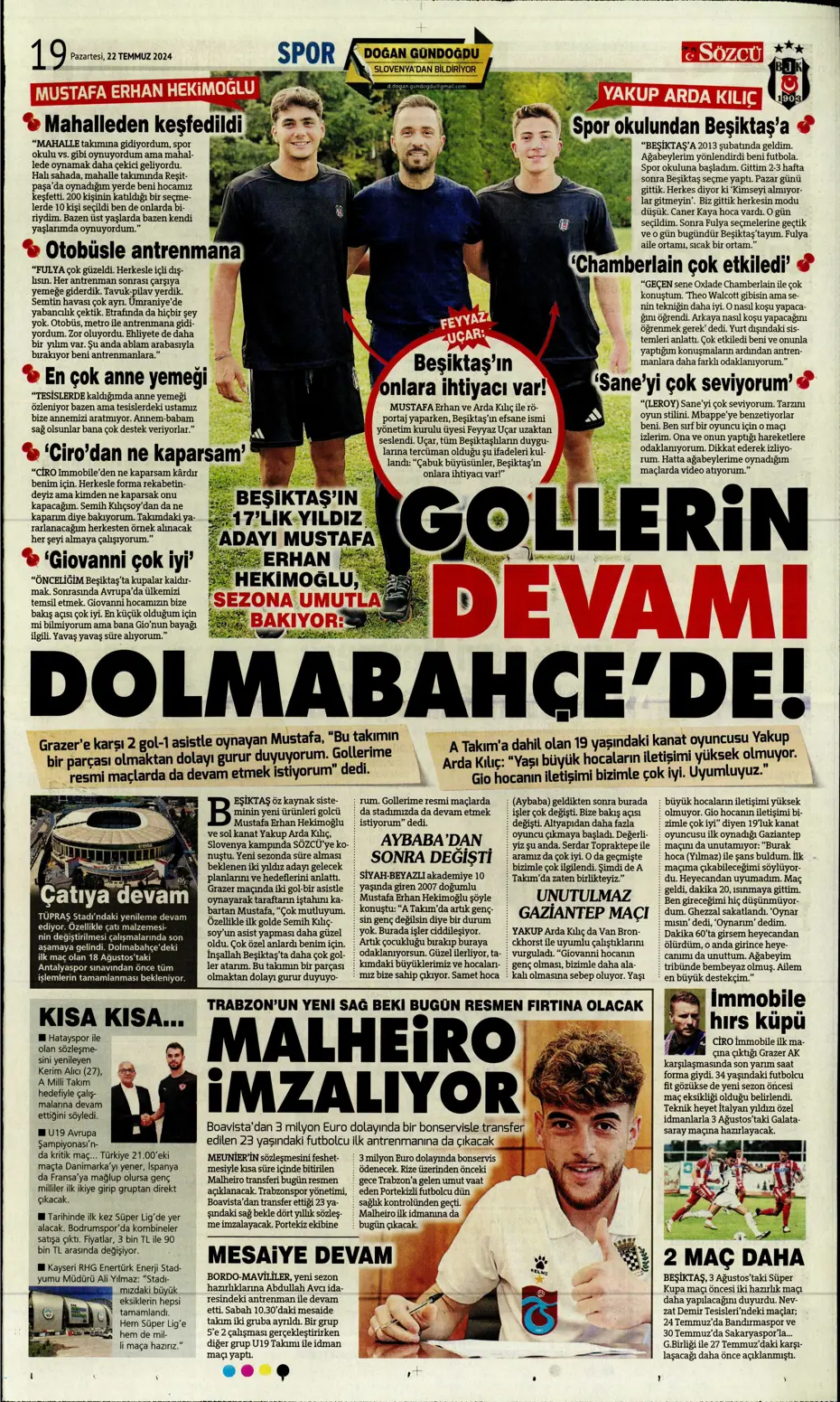 "Kara Kartal'a Asensio müjdesi" | Sporun manşetleri (22 Temmuz 2024) - 21