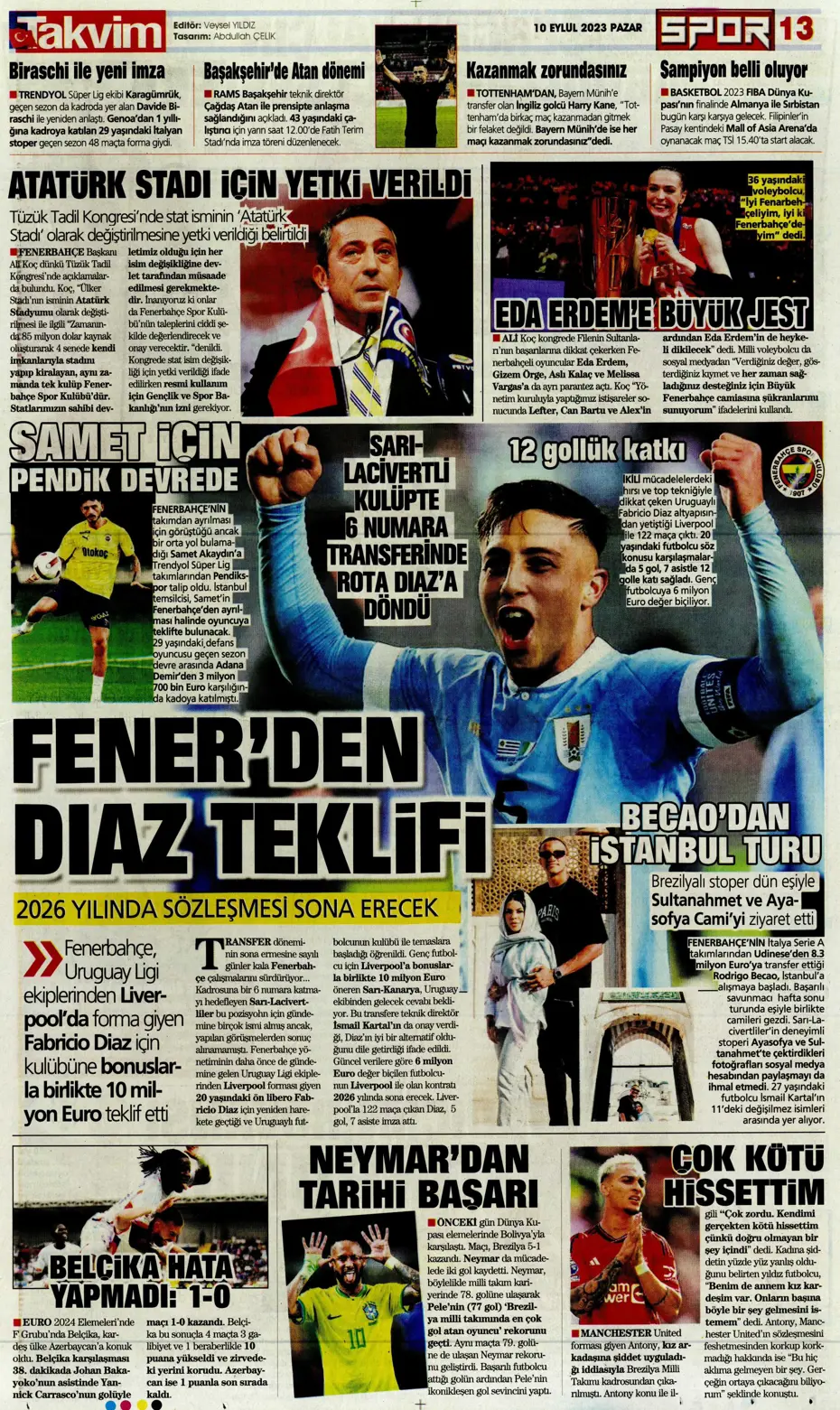 "Kuntz gidiyor, Avcı geliyor" | Sporun manşetleri (10 Eylül 2023) - 33