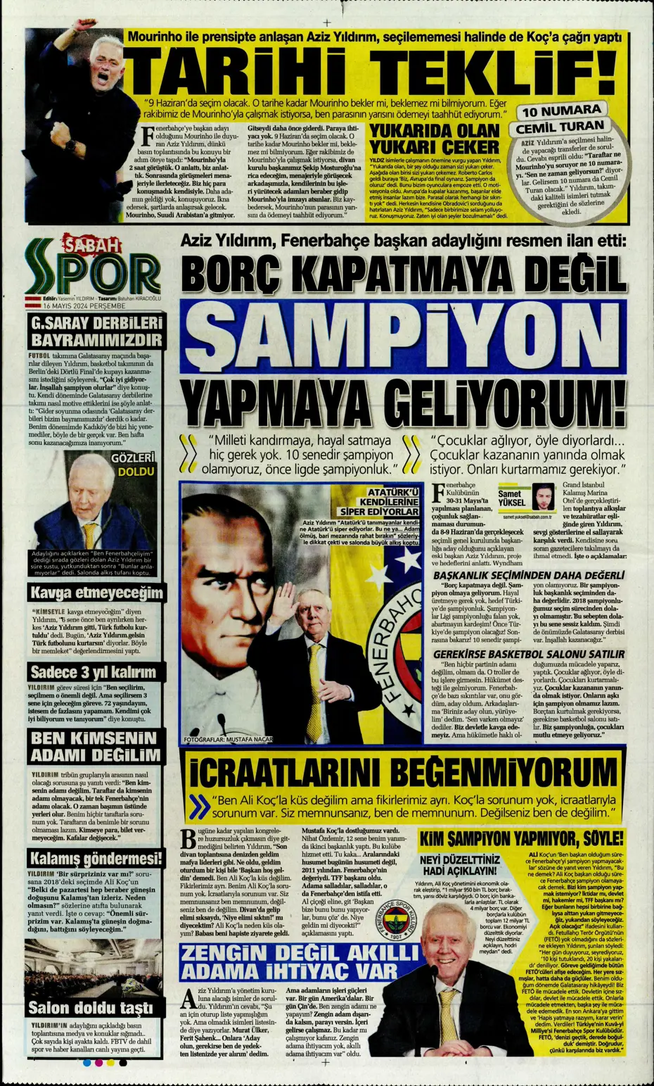 "İlk hedef Preciado" | Sporun manşetleri (16 Mayıs 2024) - 16