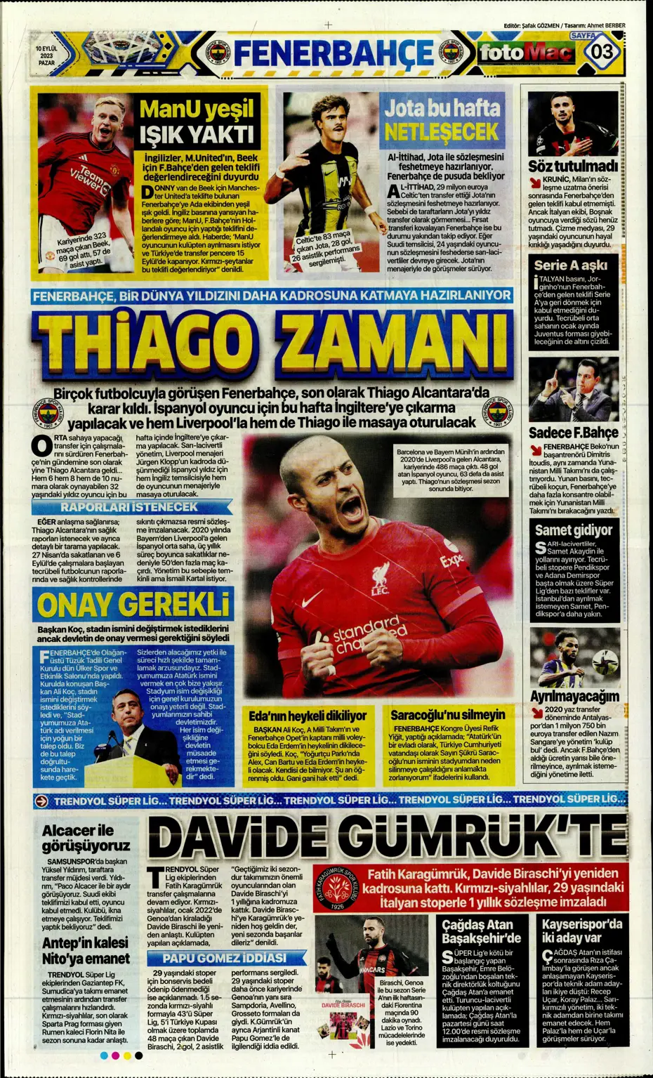 "Kuntz gidiyor, Avcı geliyor" | Sporun manşetleri (10 Eylül 2023) - 12