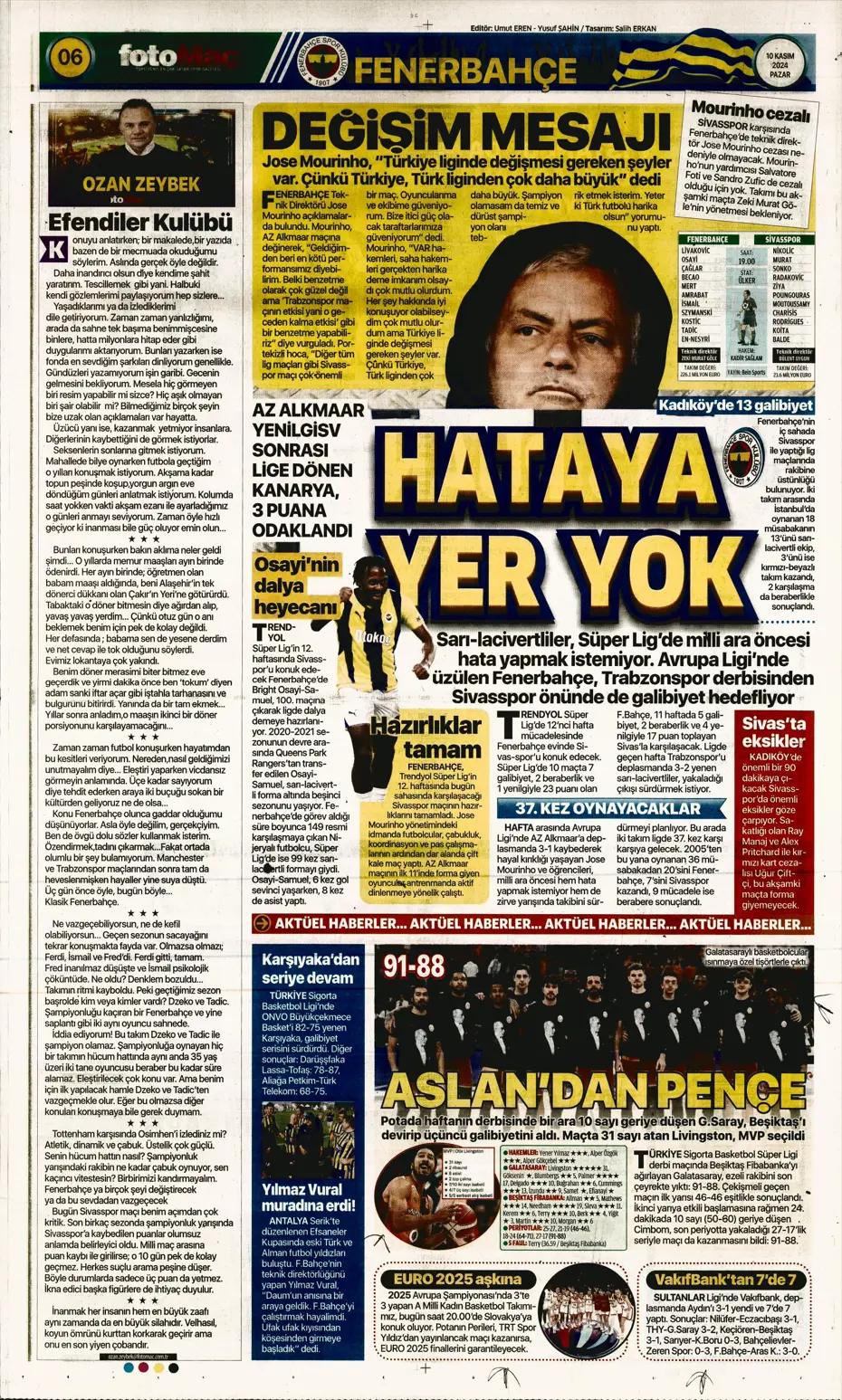 "Cimbom devleri gölgesinde bıraktı" | Sporun manşetleri (10 Kasım 2024) - 11