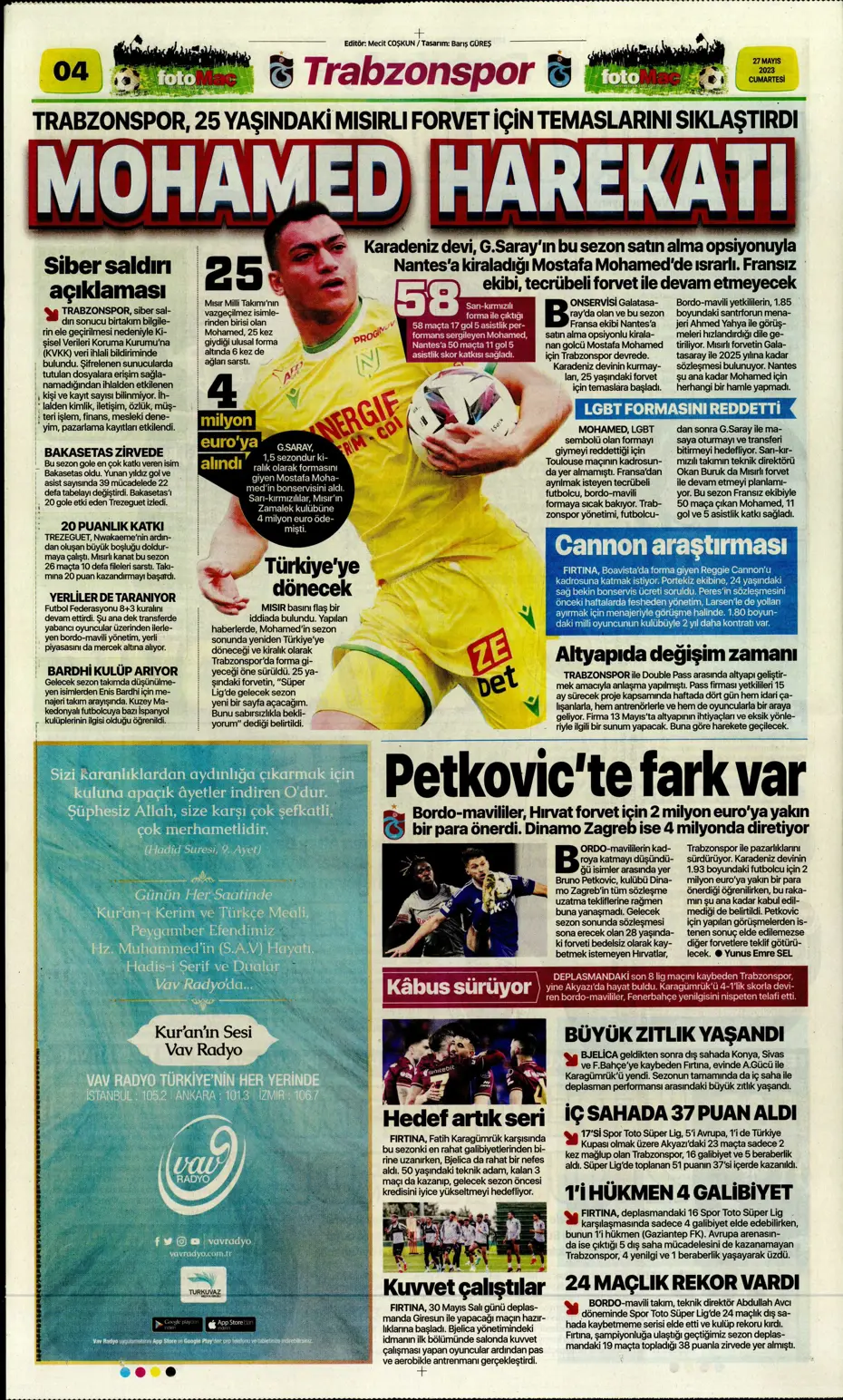 "4 geliyor, 3 gidiyor" | Sporun manşetleri (27 Mayıs 2023) - 8