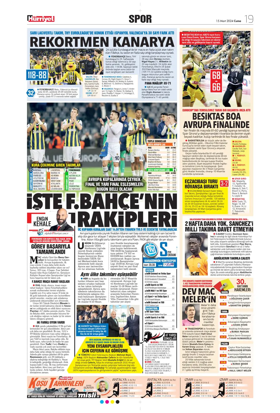 "Atina'ya 4 kaldı" | Sporun manşetleri (15 Mart 2024) - 17