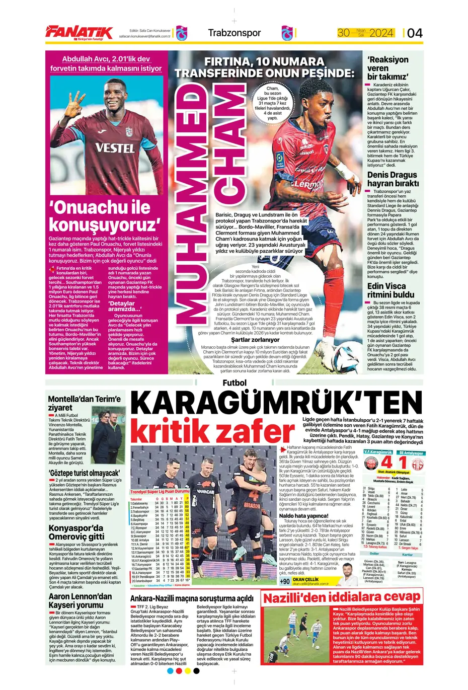 "Real'in golcüsü Aslan'a" | Sporun manşetleri (30 Nisan 2024) - 2