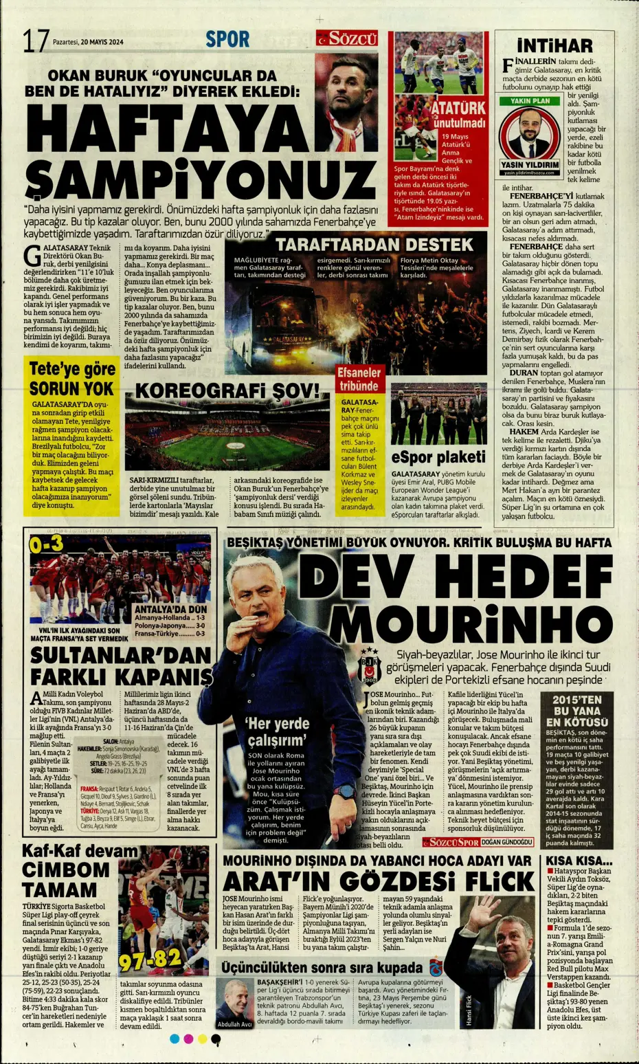 "F.Bahçe G.Saray'a bayramı zehir etti" | Sporun manşetleri (20 Mayıs 2024) - 21