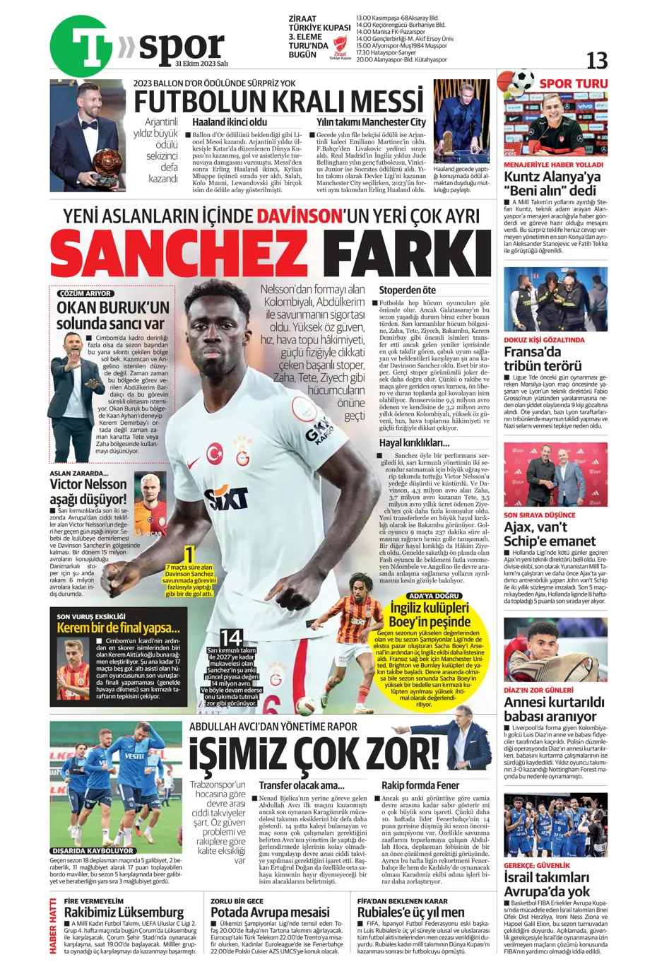 "Ne Bayern ne Barça en büyük Kanarya" | Sporun manşetleri (31 Ekim 2023) - 35