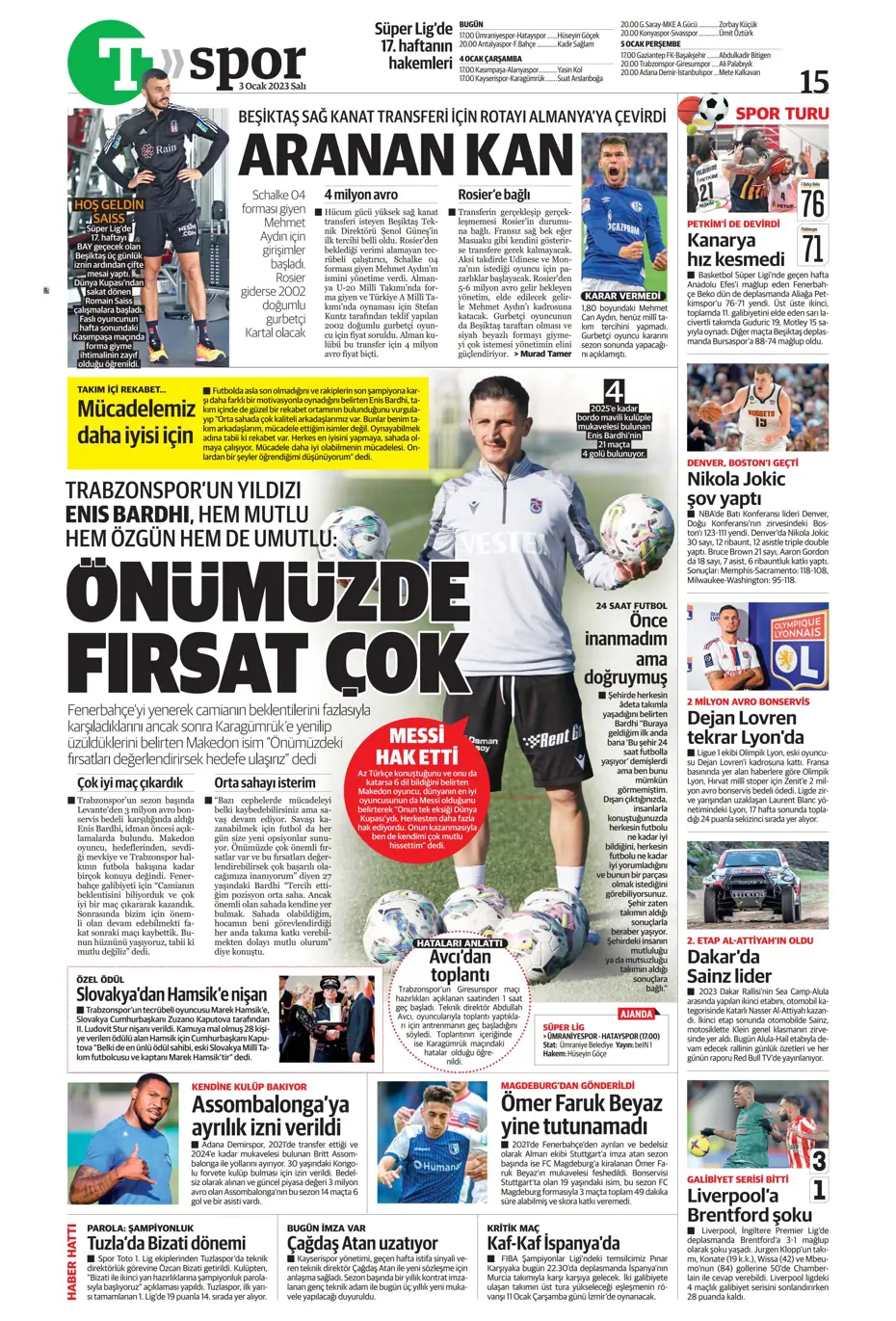 Sporun manşetleri (3 Ocak 2023) - 33