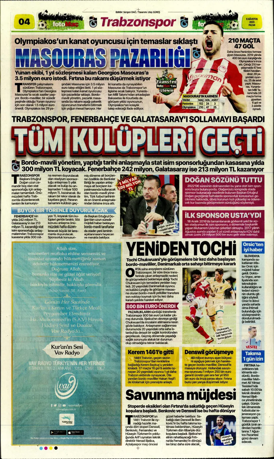 "Fener'e dünya yıldızı" | Sporun Manşetleri (6 Ağustos 2023) - 11