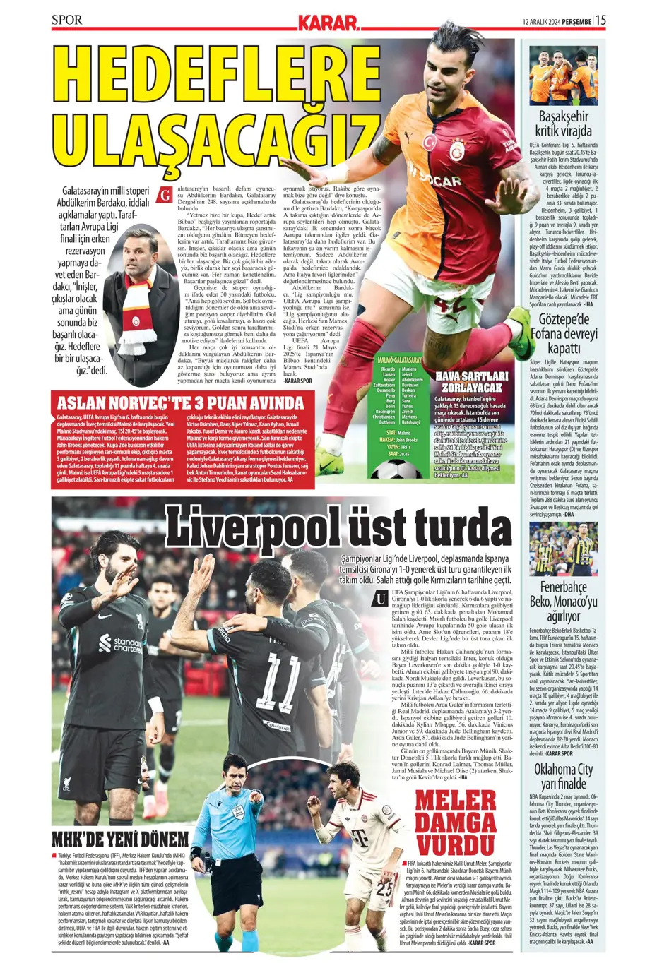 "Fenerbahçe'ye boğa darbesi" | Sporun manşetleri - 15