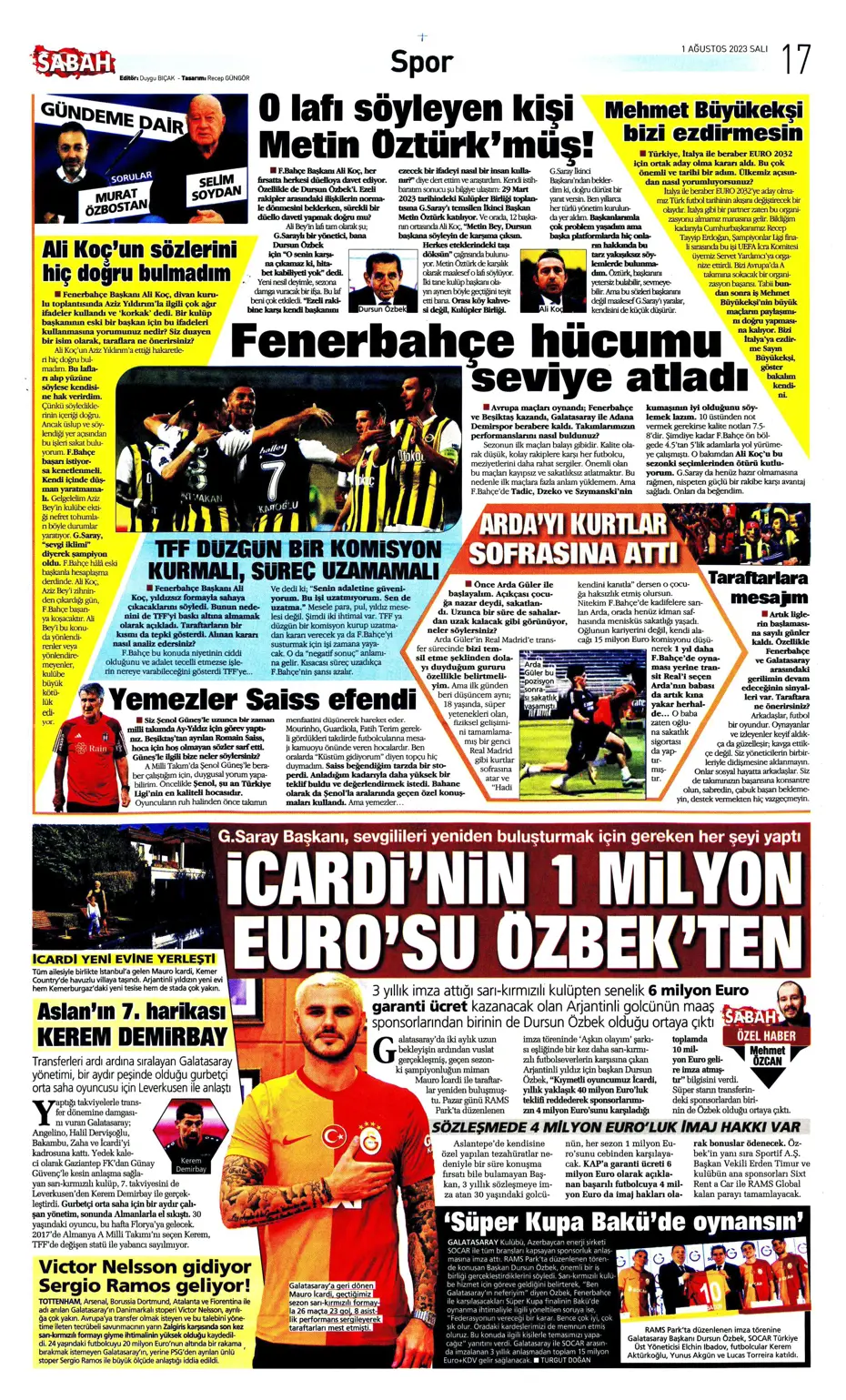 "Nelsson'un yerine Sergio Ramos" | Sporun Manşetleri - 32 "Nelsson'un yerine Sergio Ramos" | Sporun Manşetleri - 32