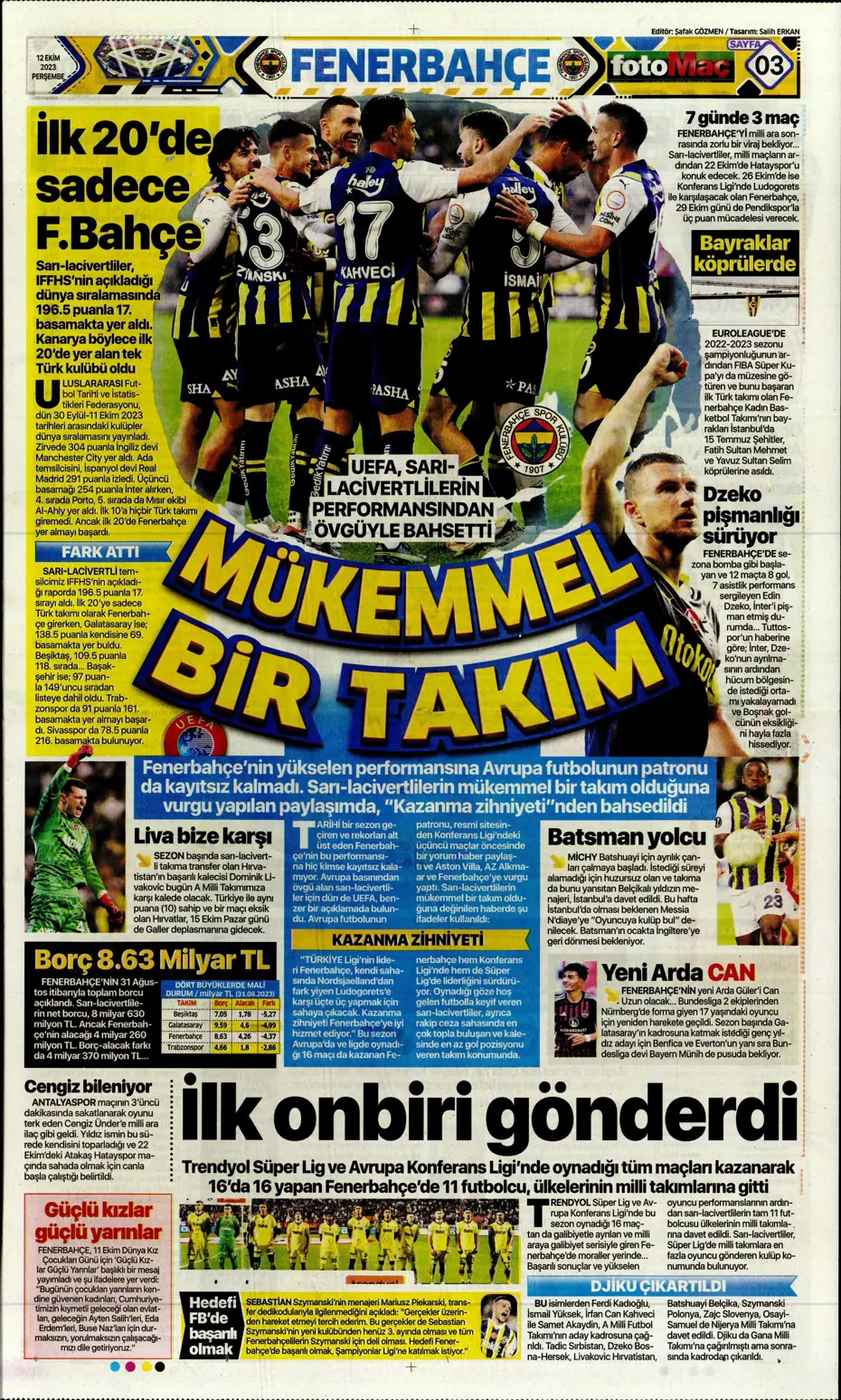 "Amiral gemisi Galatasaray" | Sporun manşetleri (12 Ekim 2023) - 13