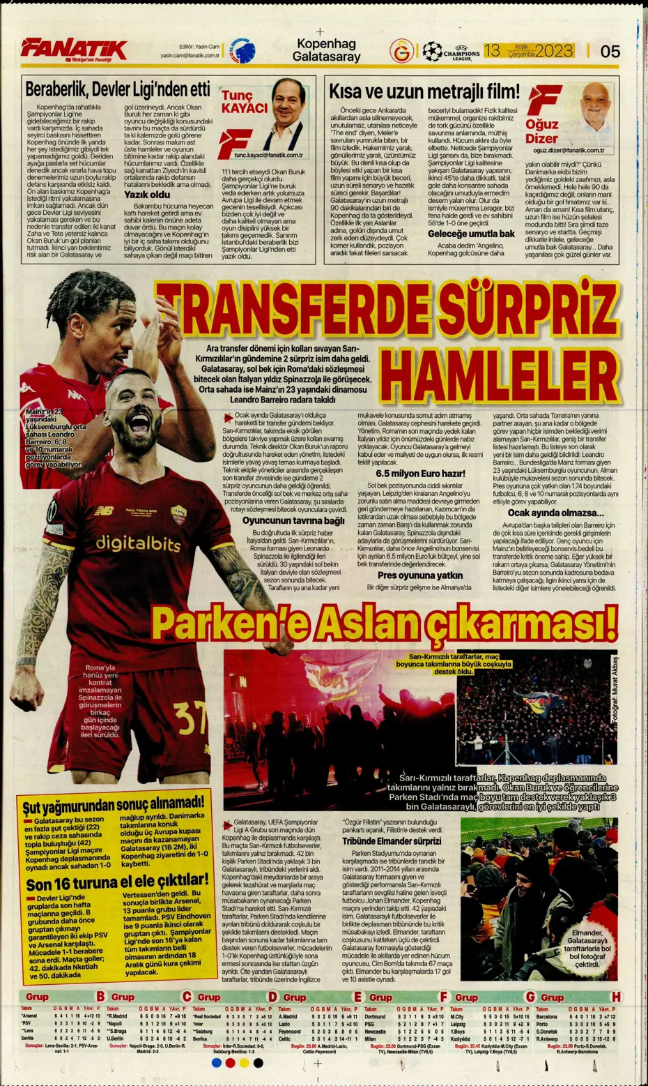 "Aslan'ın yeni yeri Avrupa Ligi" | Sporun manşetleri (13 Aralık 2023) - 6