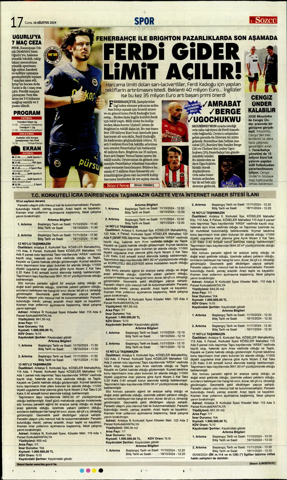 "Mateo Kovacic adım adım Fenerbahçe'ye" | Sporun manşetleri - 26 "Mateo Kovacic adım adım Fenerbahçe'ye" | Sporun manşetleri - 26