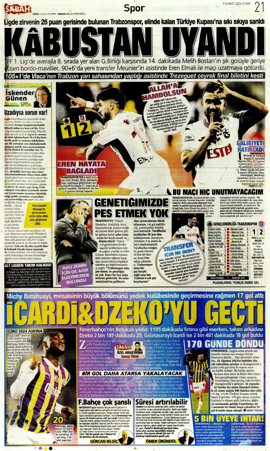 "Icardi &amp; Dzeko'yu geçti" | Sporun manşetleri (9 Şubat 2024) - 21