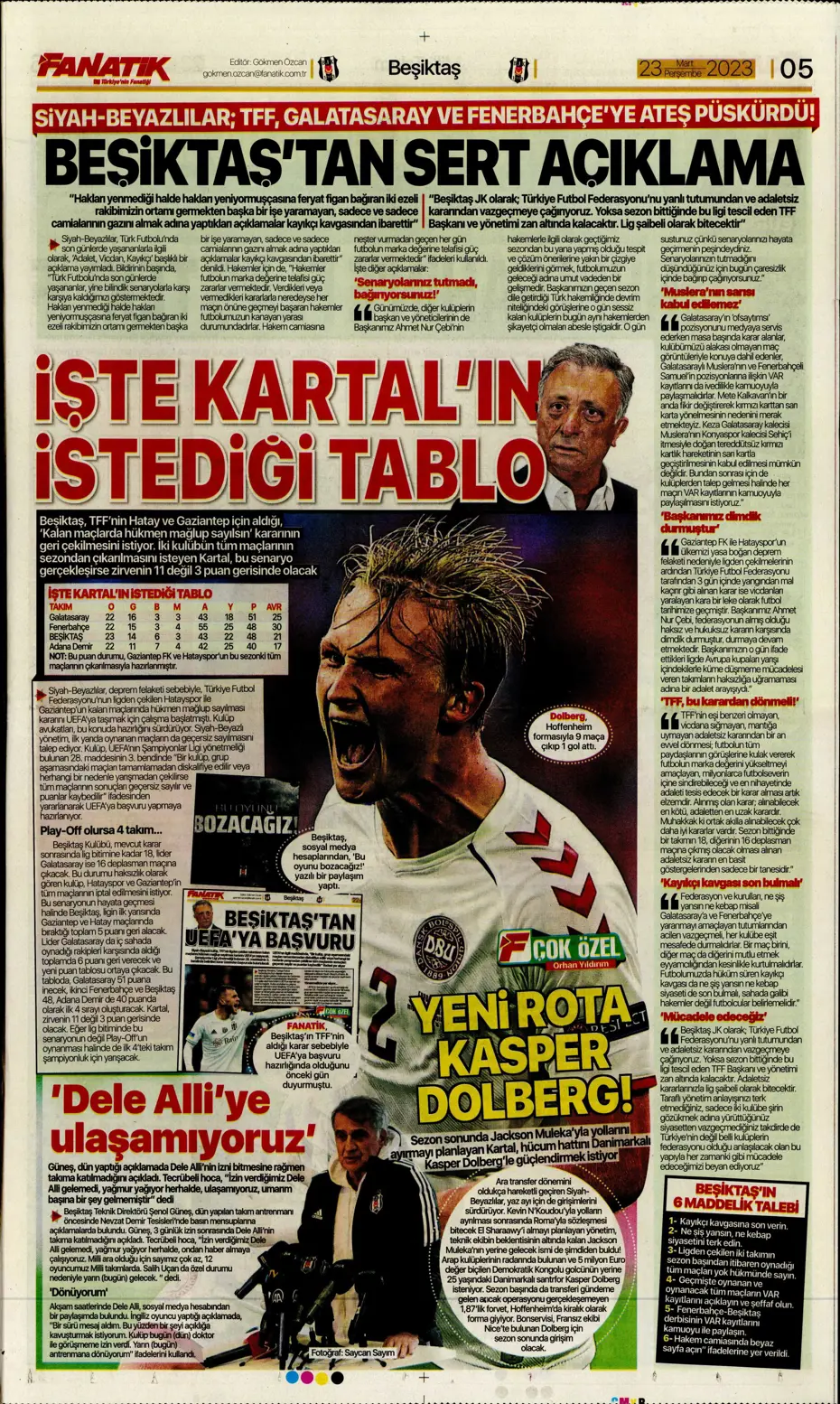 "Jesus'un derbi motivasyonu" - Gazete manşetleri (23 Mart 2023) - 10
