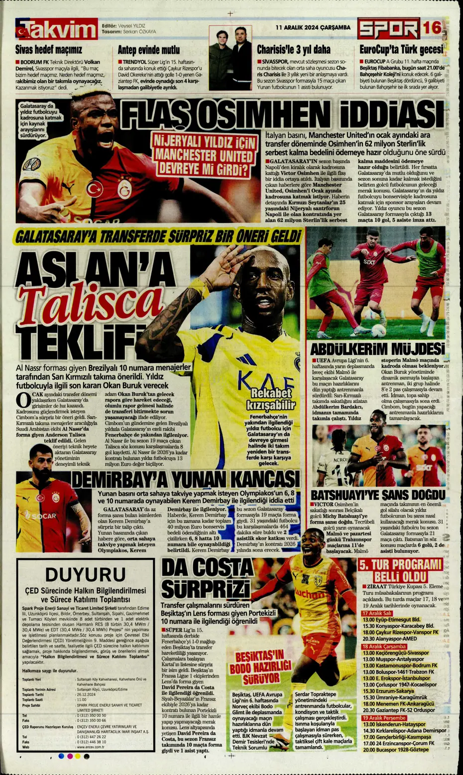 "Galatasaray'dan Talisca bombası" | Sporun manşetleri - 23