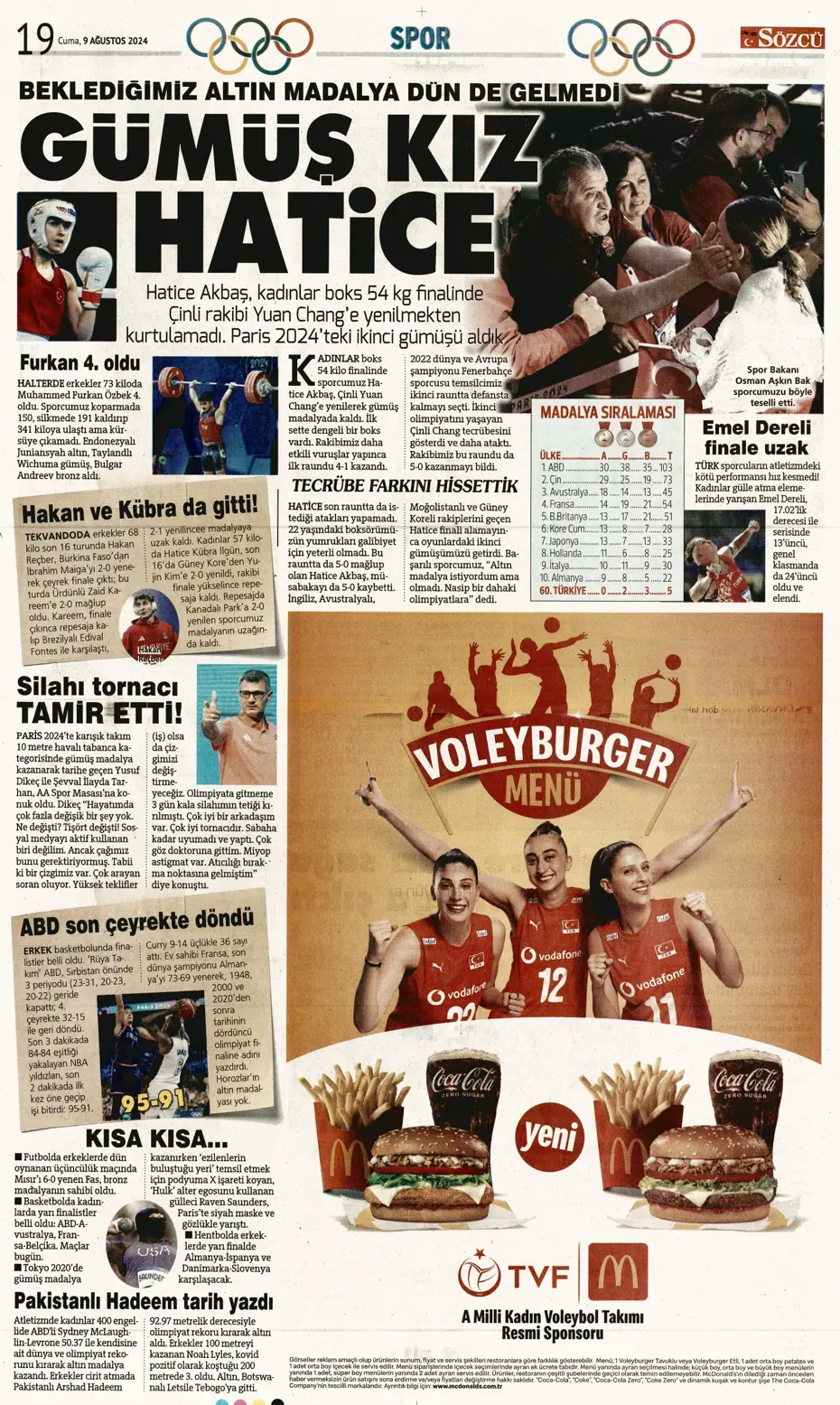 "Sahne şampiyonun" | Sporun manşetleri (9 Ağustos 2024) - 34