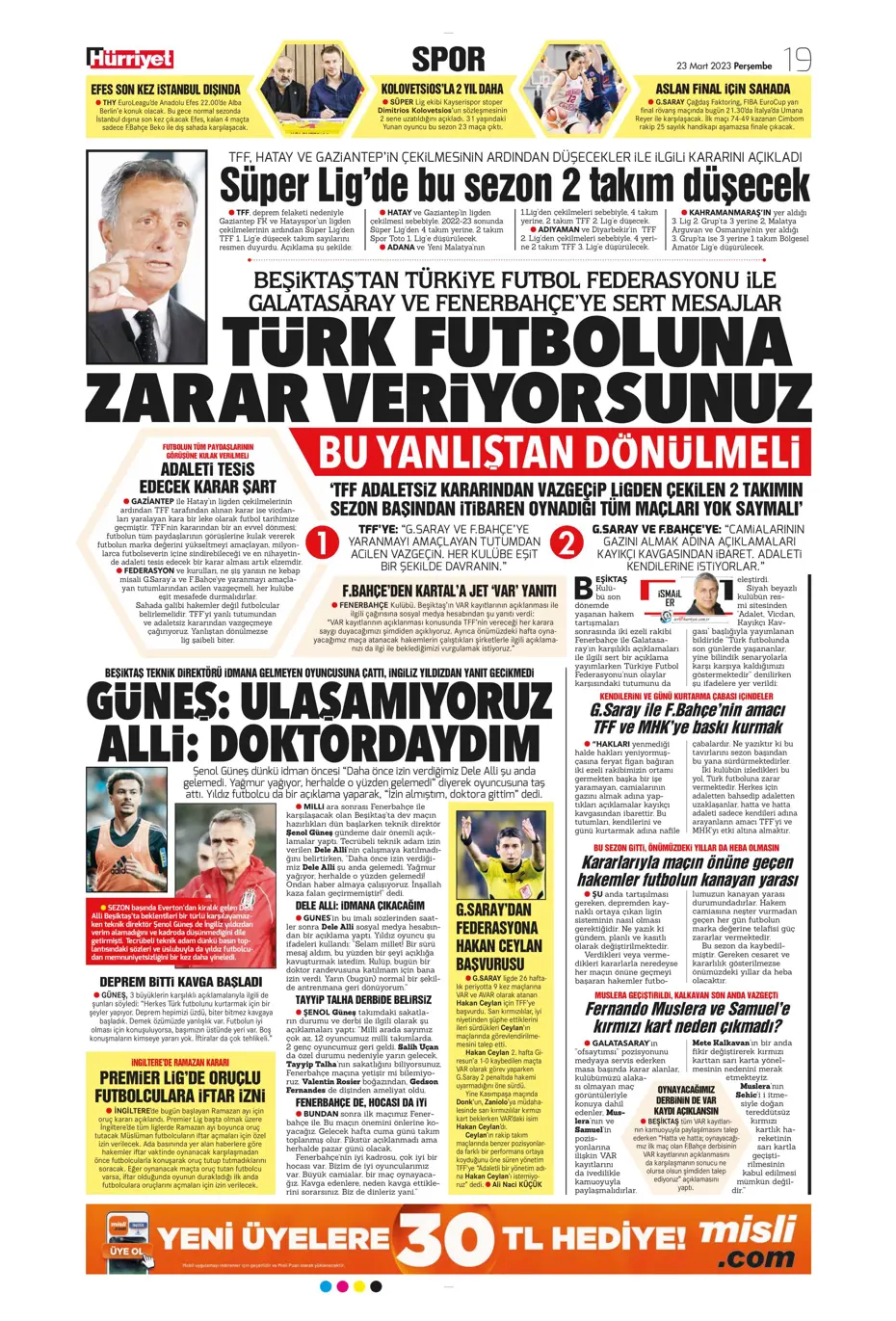 "Jesus'un derbi motivasyonu" - Gazete manşetleri (23 Mart 2023) - 20