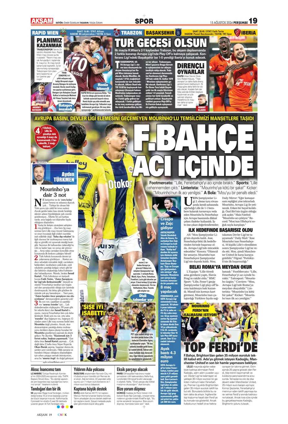 "Muci'yle yol ayrımı" | Sporun manşetleri (15 Ağustos 2024) - 5