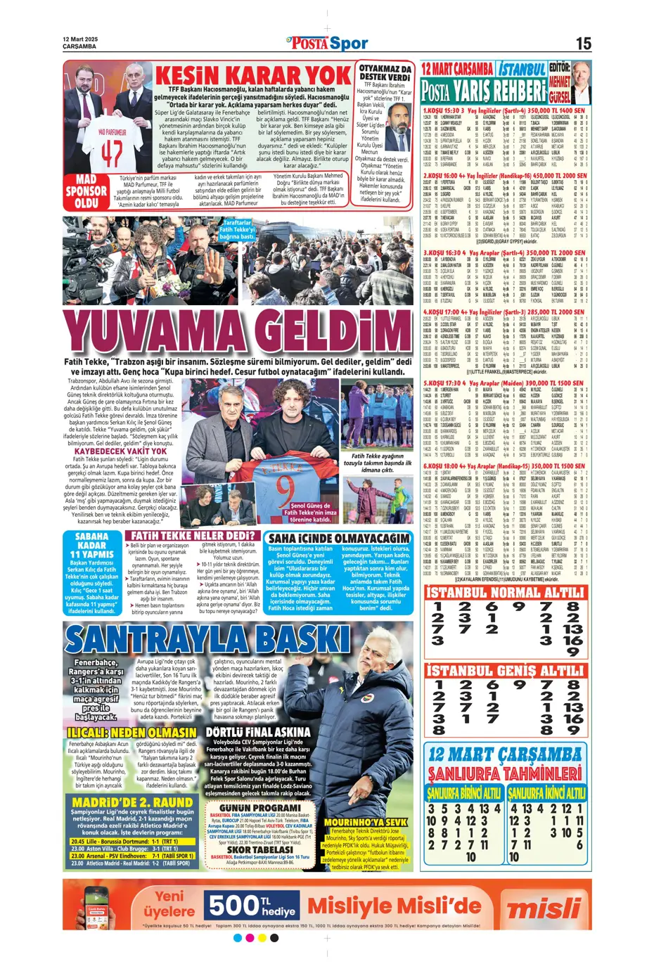 "Mourinho'nun Rangers stratejisi" | Sporun manşetleri - 21