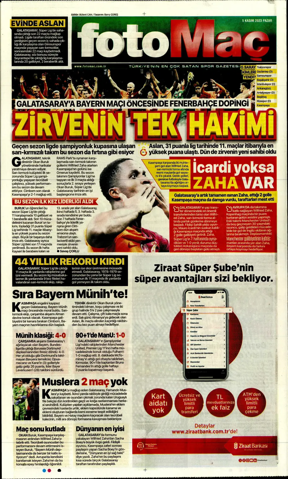 "Kadıköy'de tarihi fırtına" | Sporun manşetleri (5 Kasım 2023) - 13