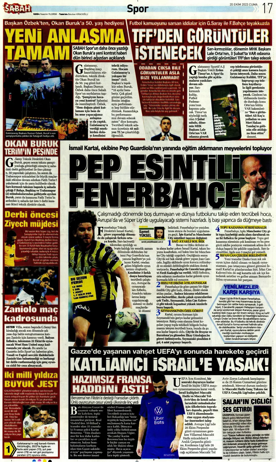 "Derbinin kilidini açacak anahtarlar" | Sporun manşetleri (20 Ekim 2023) - 26