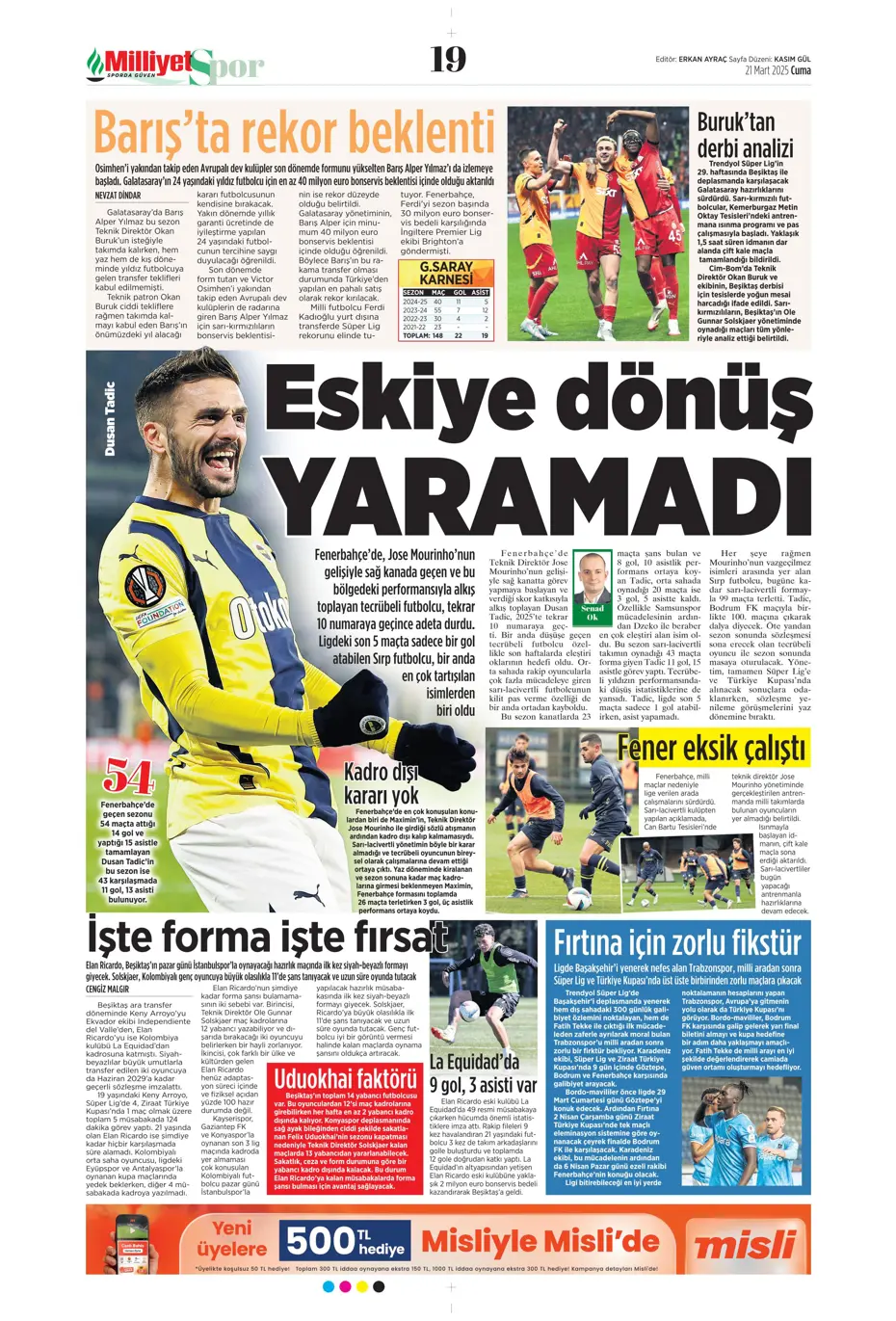 "A sınıfı zafer" | Sporun manşetleri - 22