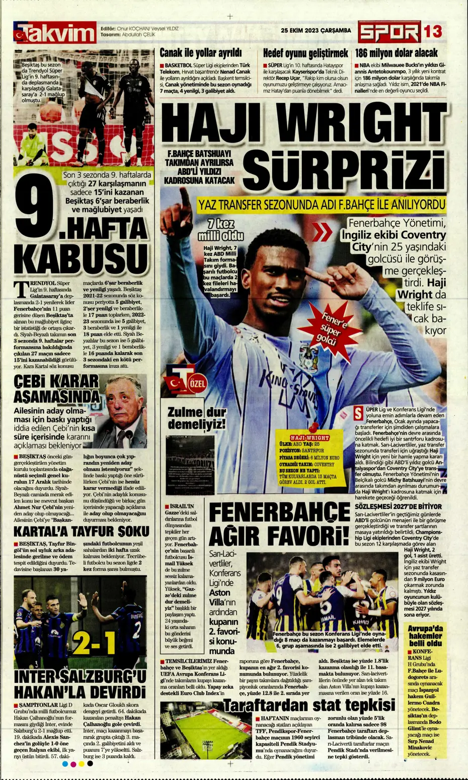 "Adaletin bu mu futbol?" | Sporun manşetleri (25 Ekim 2023) - 23