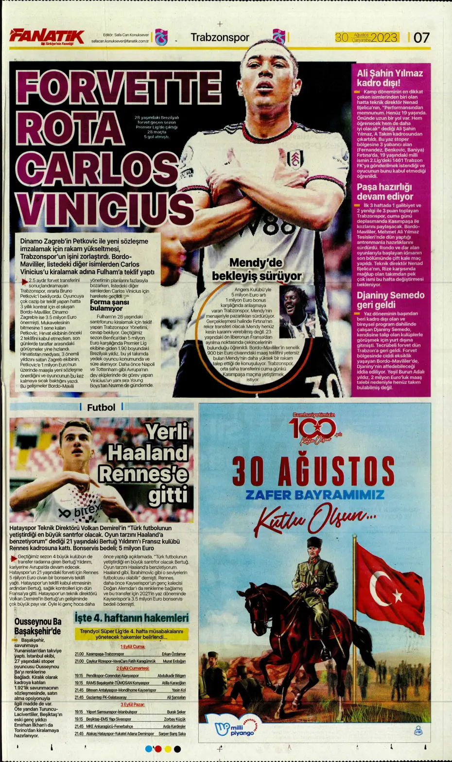 "Avrupa Avrupa duy sesimizi" | Sporun manşetleri (30 Ağustos 2023) - 8 "Avrupa Avrupa duy sesimizi" | Sporun manşetleri (30 Ağustos 2023) - 8