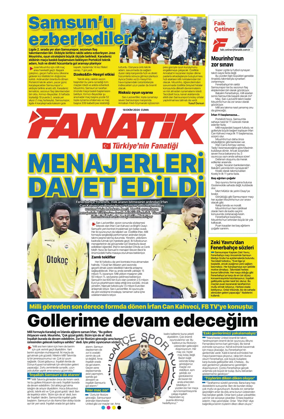 "Fenerbahçe'ye 1 milyar euroluk bomba" | Sporun manşetleri (18 Ekim 2024) - 11