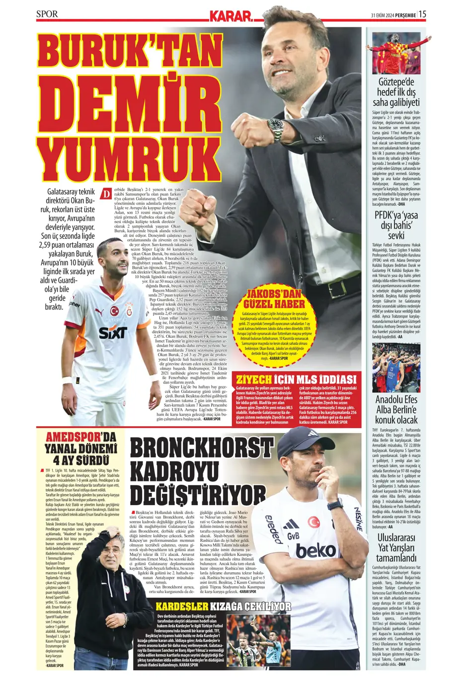 "Aslan'da Rosier harekatı" | Sporun manşetleri (31 Ekim 2024) - 20