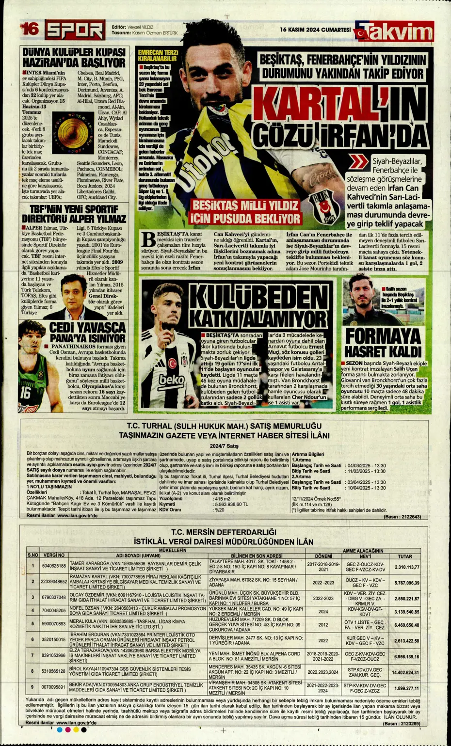 "Jorginho sürprizi" | Sporun manşetleri (16 Kasım 2024) - 20