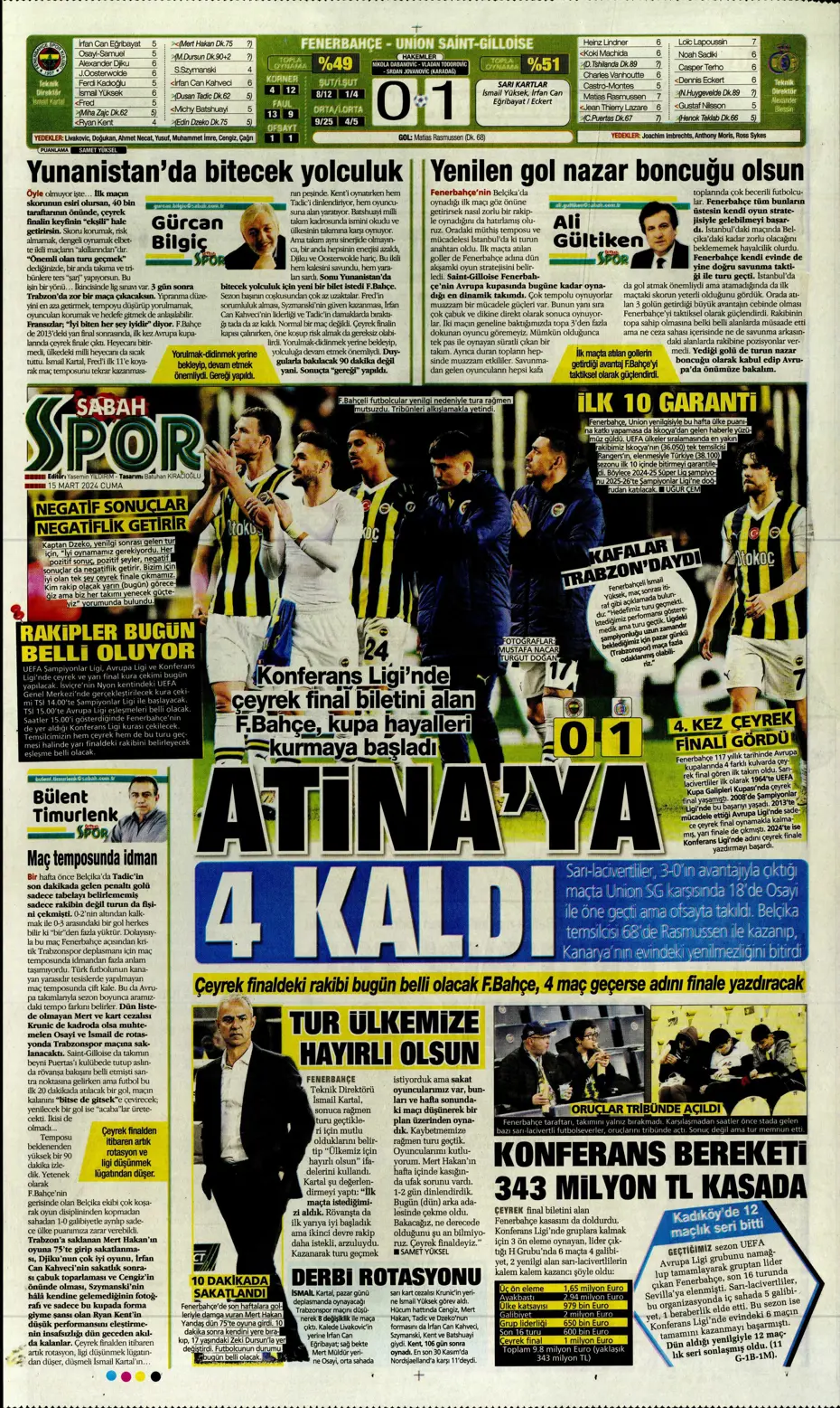 "Atina'ya 4 kaldı" | Sporun manşetleri (15 Mart 2024) - 24 "Atina'ya 4 kaldı" | Sporun manşetleri (15 Mart 2024) - 24