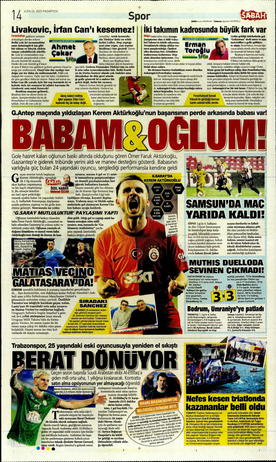 "100'ümüzün akı Türk kadını" | Sporun manşetleri (4 Eylül 2023) - 22