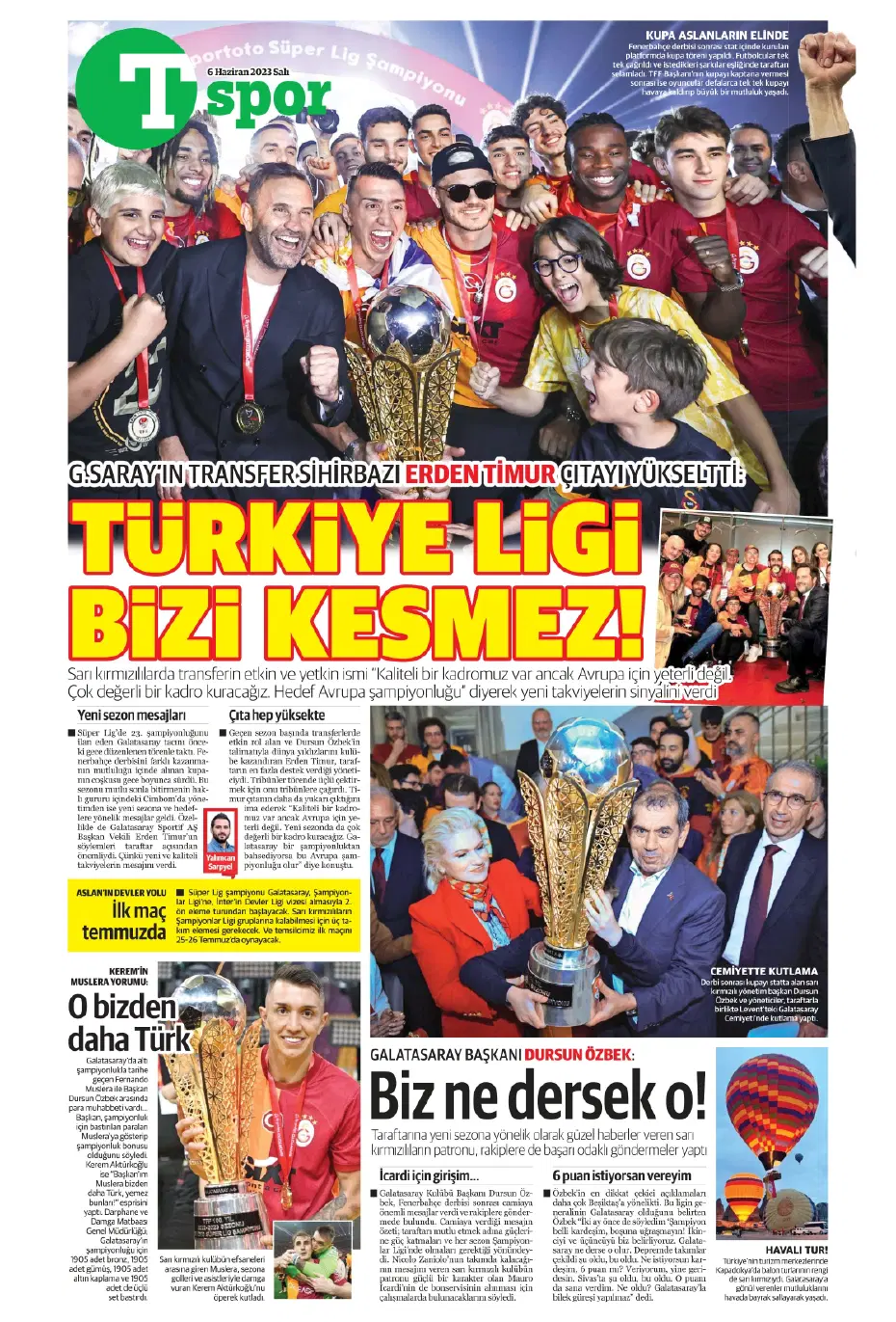 "Devler Ligi'ne süper Aslan" | Sporun manşetleri (6 Haziran 2023) - 22