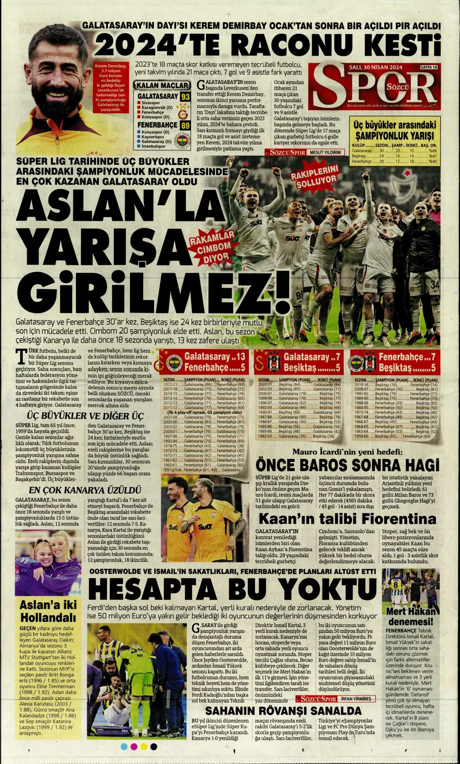 "Real'in golcüsü Aslan'a" | Sporun manşetleri (30 Nisan 2024) - 26