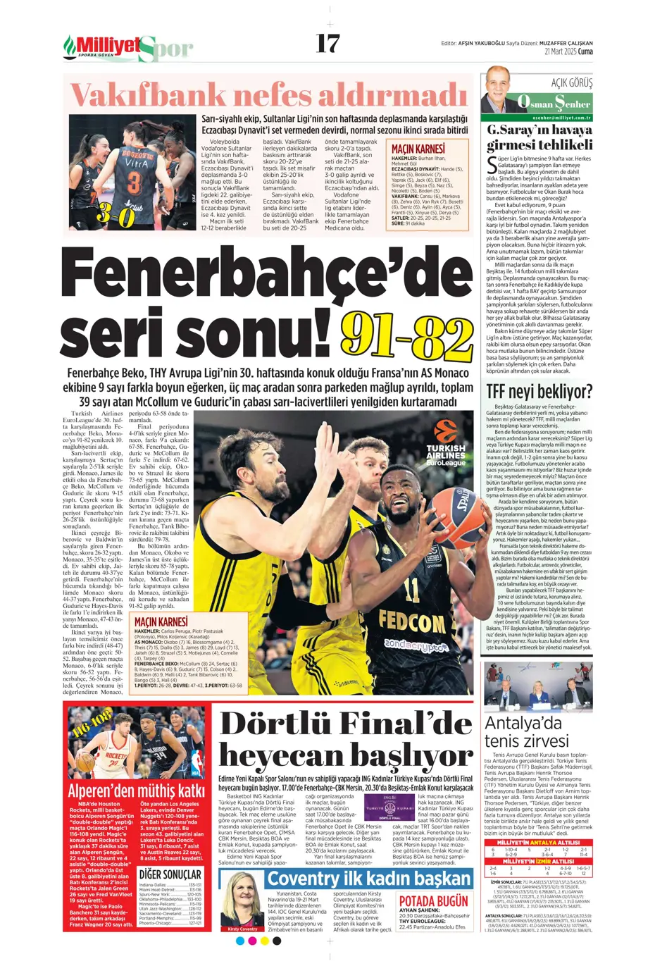 "A sınıfı zafer" | Sporun manşetleri - 17 "A sınıfı zafer" | Sporun manşetleri - 17