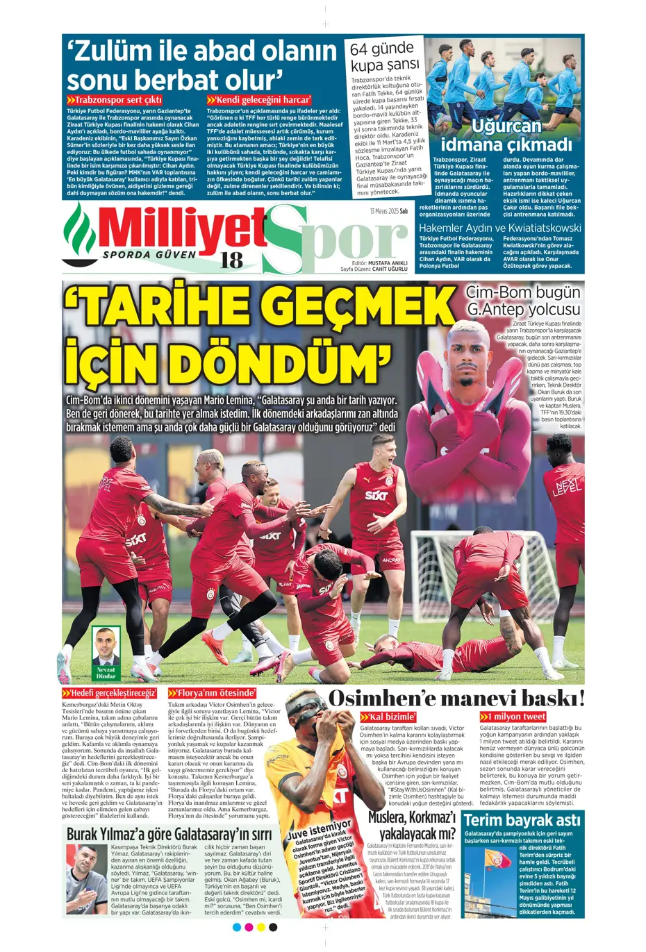 "Galatasaray, Osimhen için Napoli ile anlaştı" | Sporun manşetleri - 20