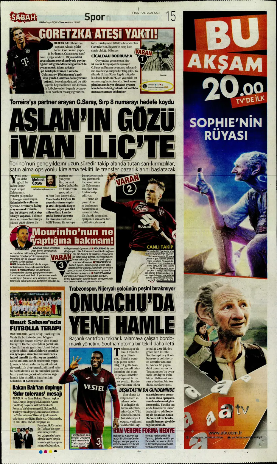 "Fenerbahçe çok ama çok büyük oynuyor'" | Sporun manşetleri (11 Haziran 2024) - 28 "Fenerbahçe çok ama çok büyük oynuyor'" | Sporun manşetleri (11 Haziran 2024) - 28