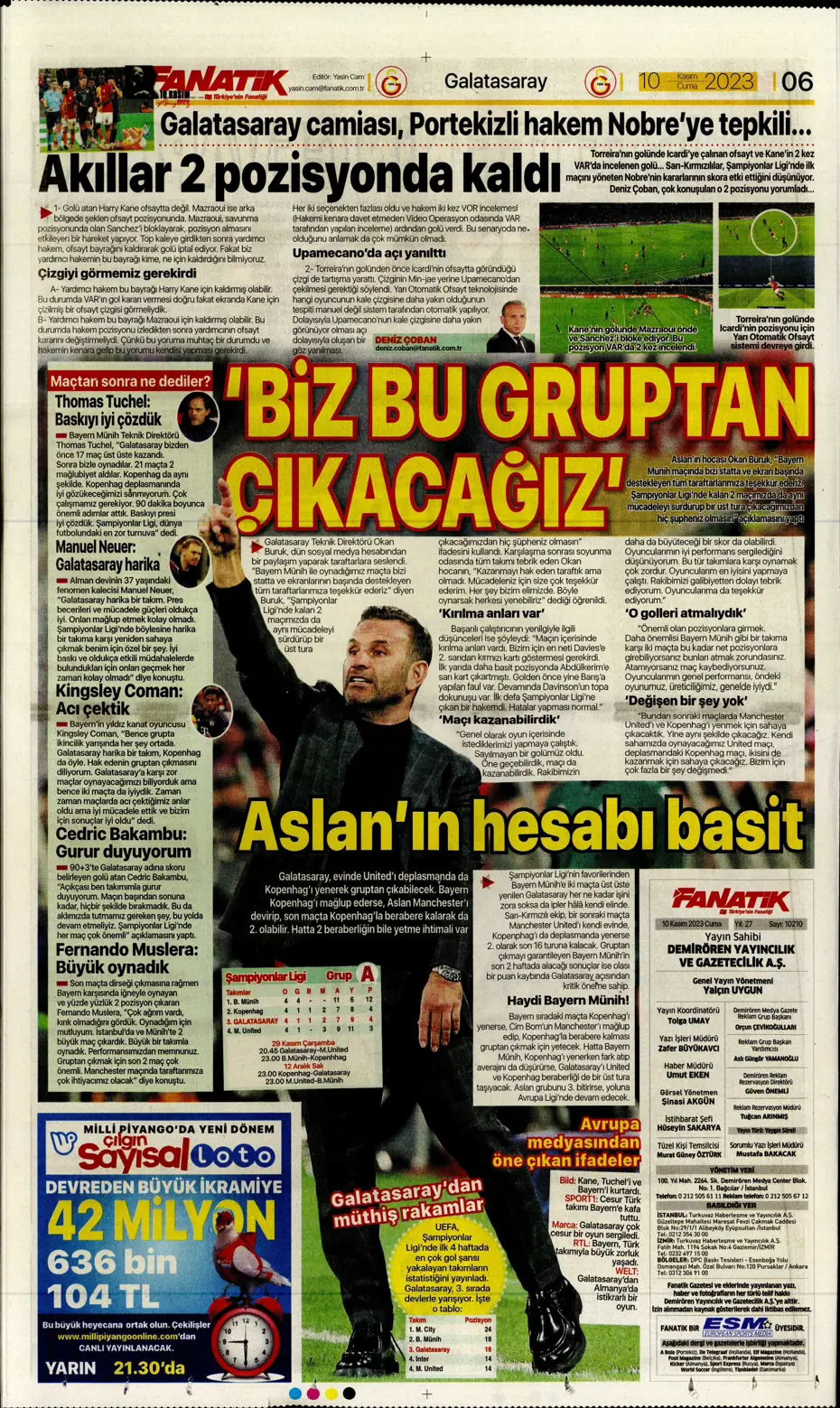 "Antonio Nobre'den skandal cevap" | Sporun manşetleri (10 Kasım 2023) - 8