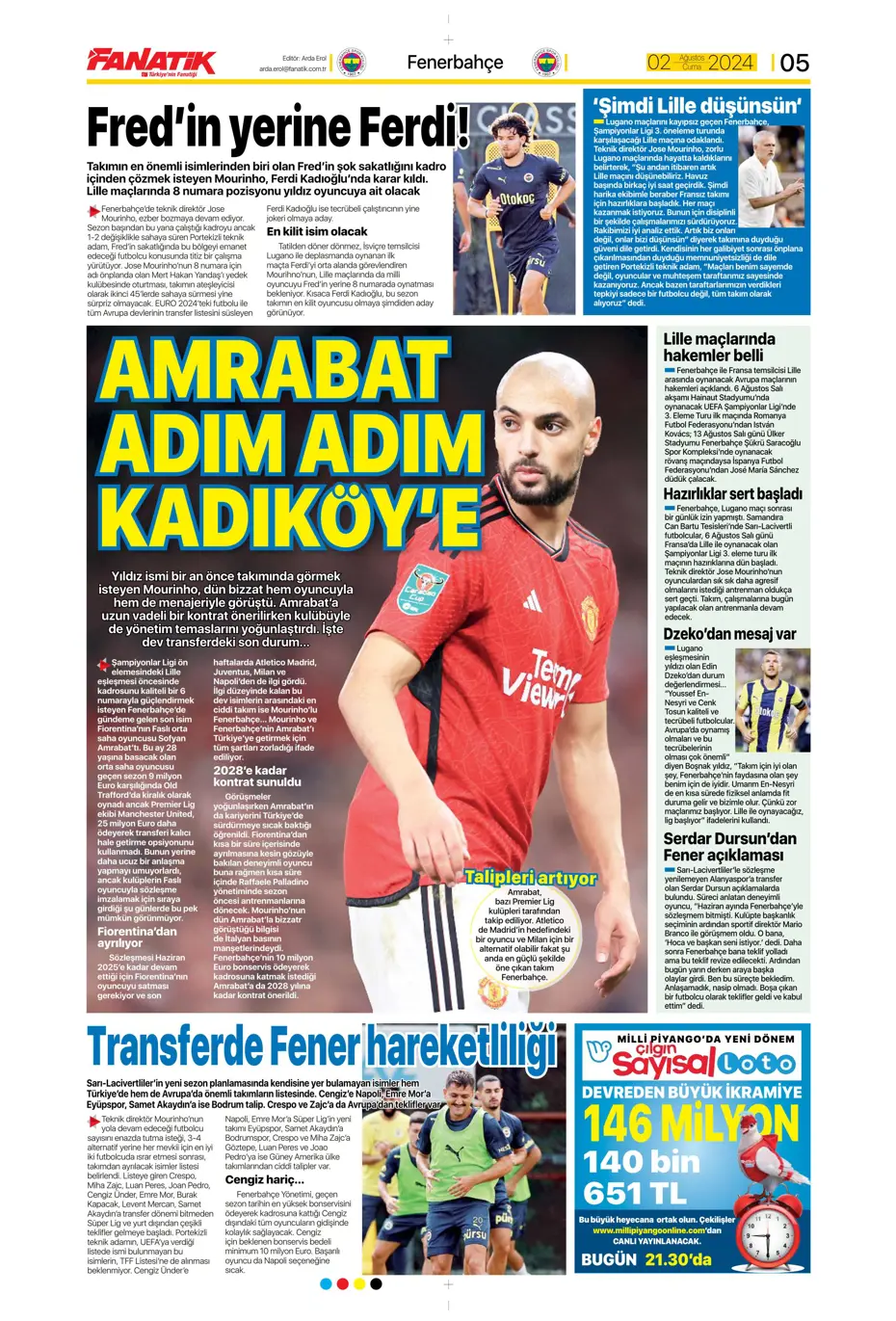 "Amrabat adım adım Kadıköy'e" | Sporun manşetleri - 9