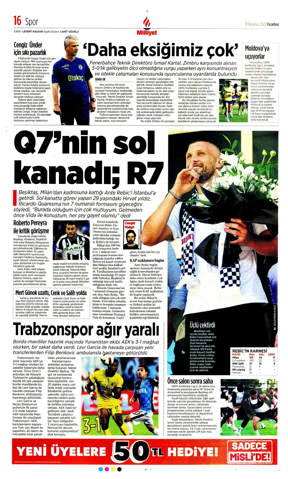 "Zaha'nın rövanşı Felix" | Sporun Manşetleri (31 Temmuz 2023) - 20
