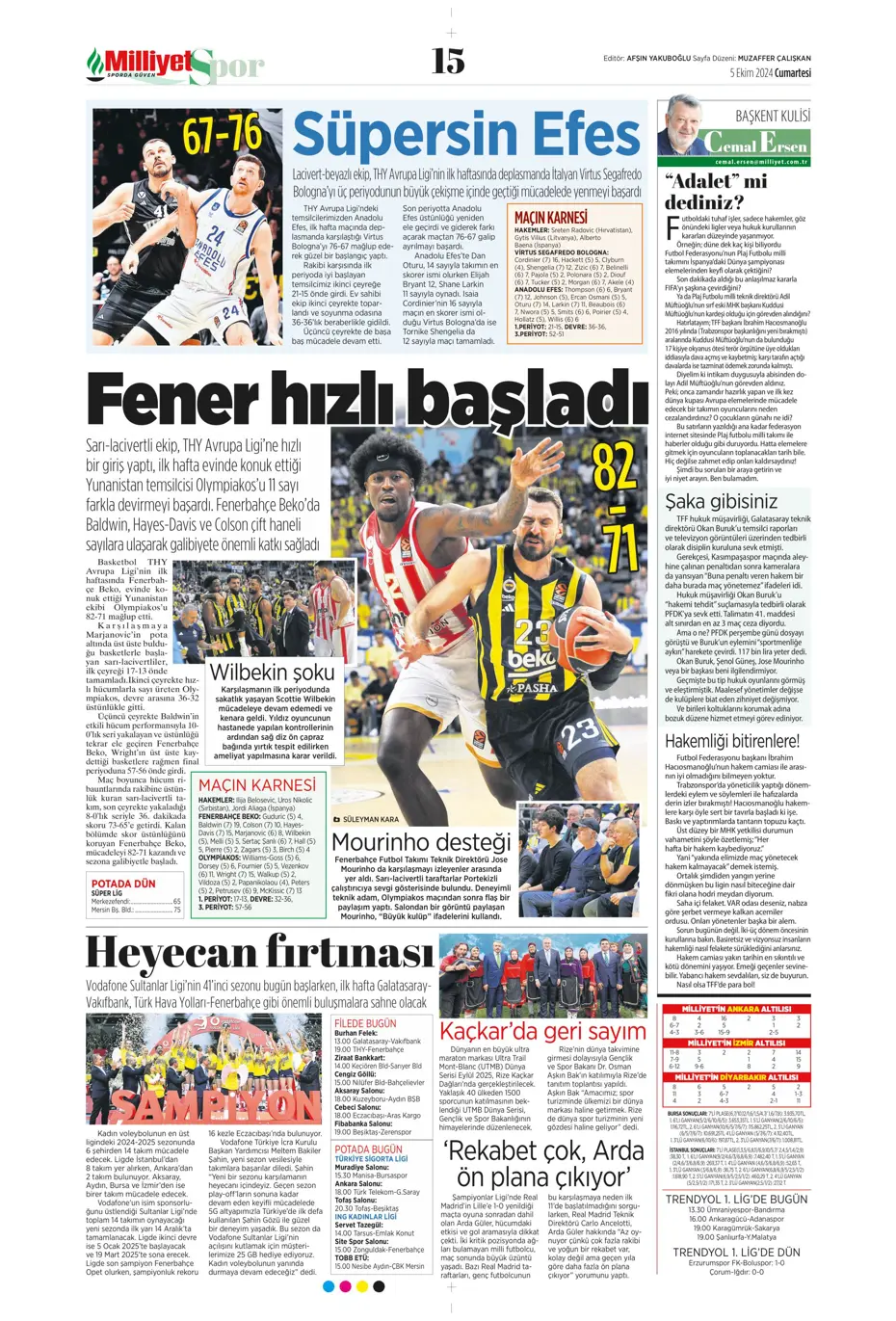 "Mourinho radara girdi" | Sporun manşetleri (5 Ekim 2024) - 22