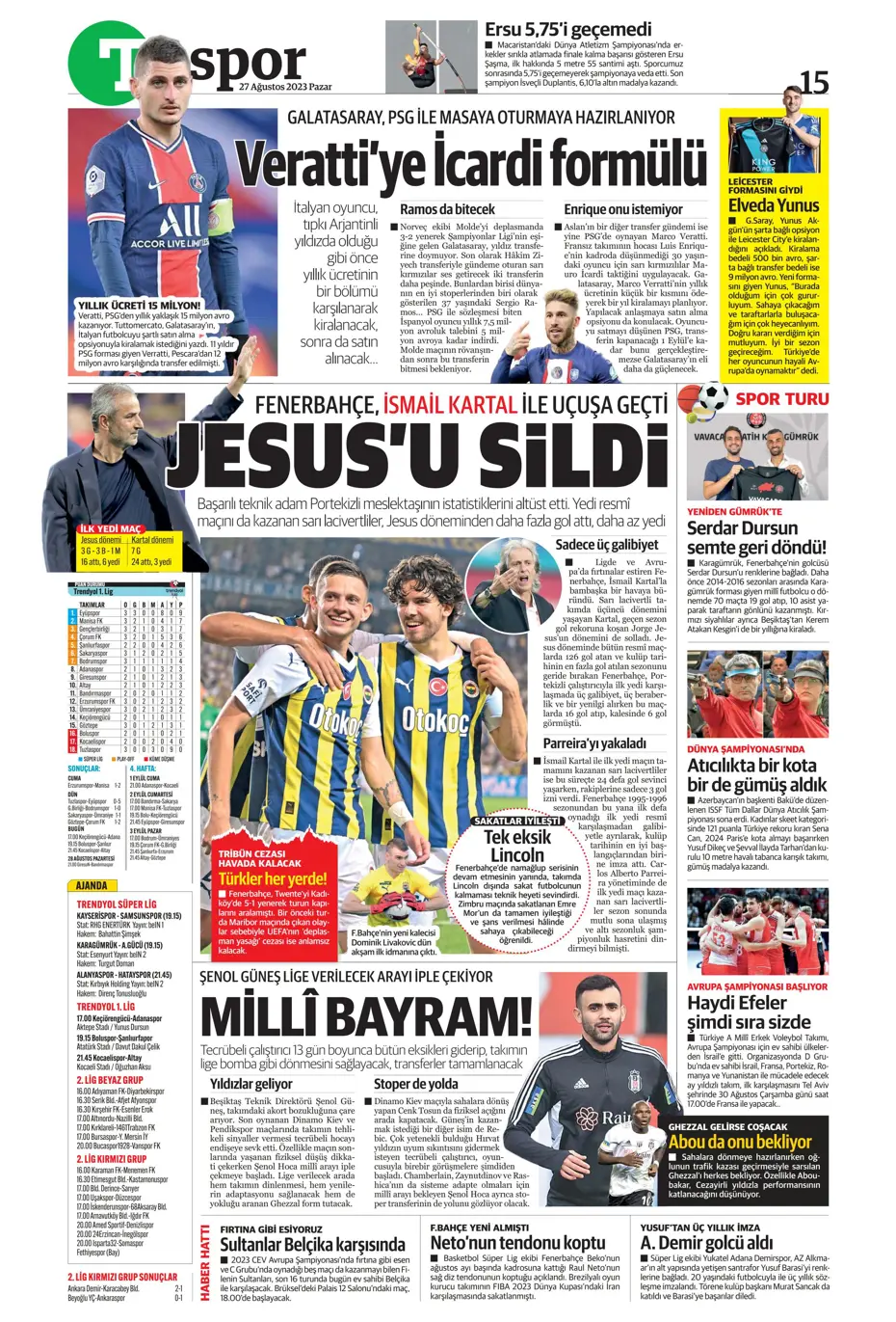 "Mertens sürprizi" | Sporun manşetleri (27 Ağustos 2023) - 36