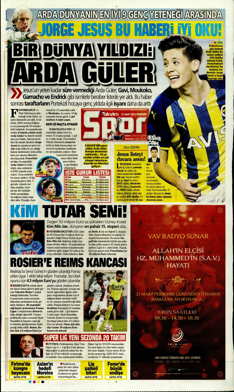 "Jesus'un derbi motivasyonu" - Gazete manşetleri (23 Mart 2023) - 35