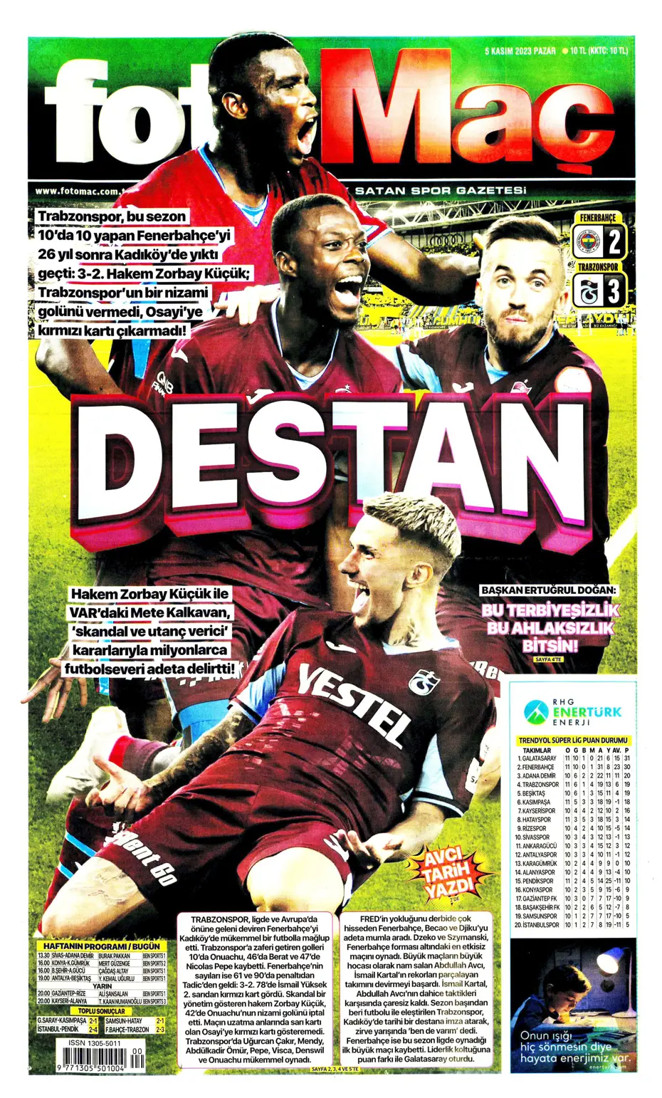 "Kadıköy'de tarihi fırtına" | Sporun manşetleri (5 Kasım 2023) - 12