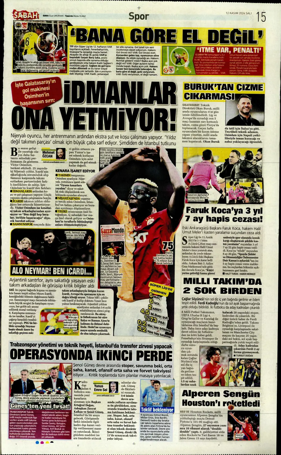 "Listenin başında onlar var: Talisca & Brown" | Sporun manşetleri (12 Kasım 2024) - 25 "Listenin başında onlar var: Talisca & Brown" | Sporun manşetleri (12 Kasım 2024) - 25
