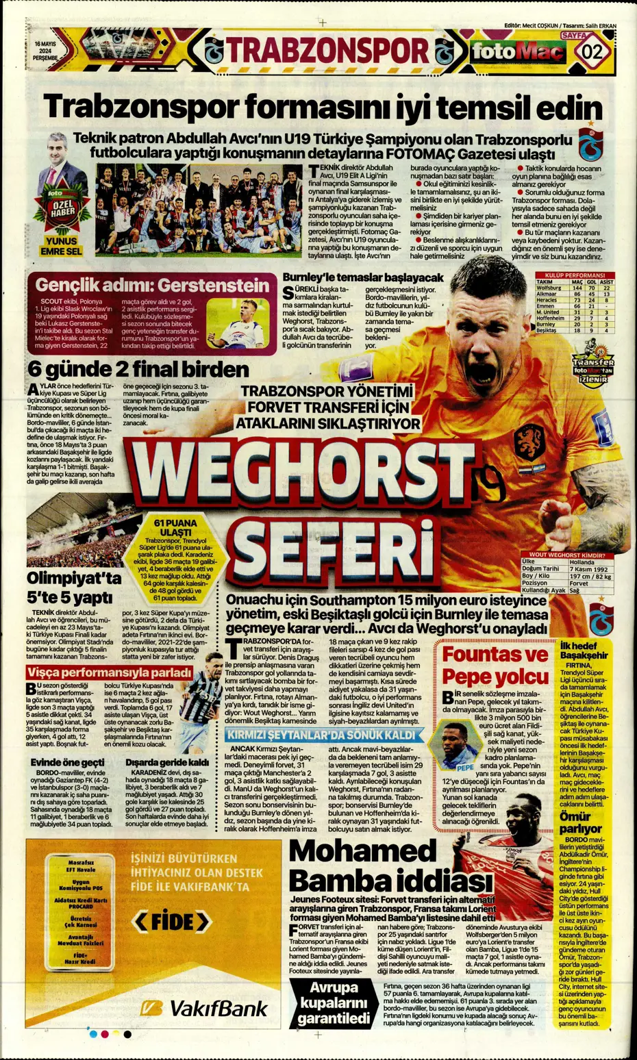 "İlk hedef Preciado" | Sporun manşetleri (16 Mayıs 2024) - 7