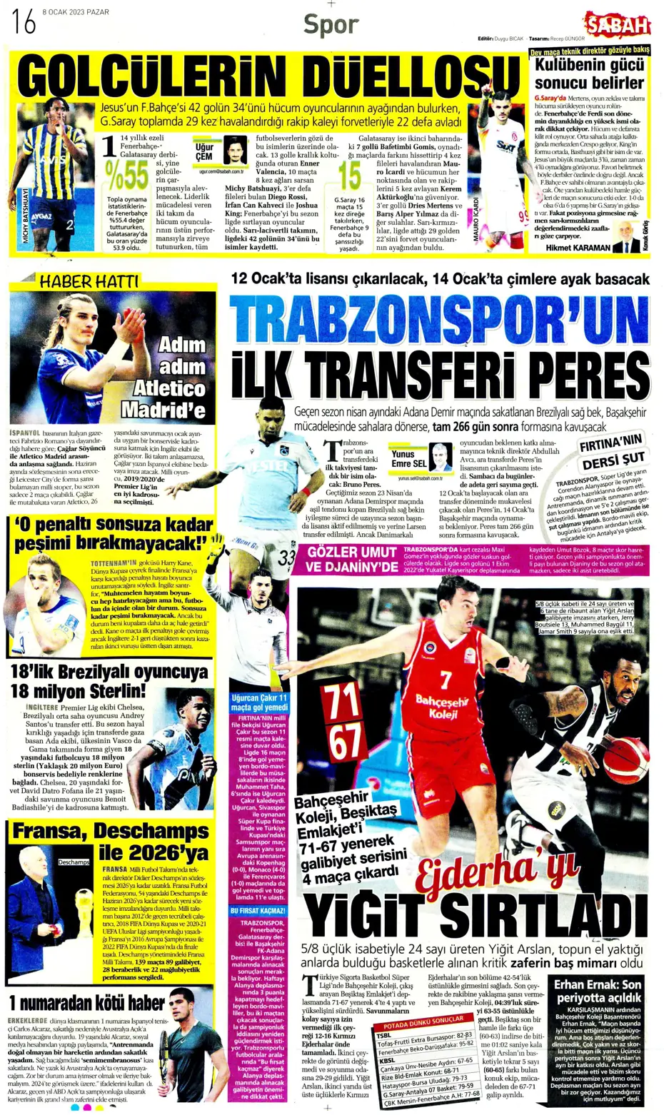 Sporun Manşetleri (8 Ocak 2023) - 35