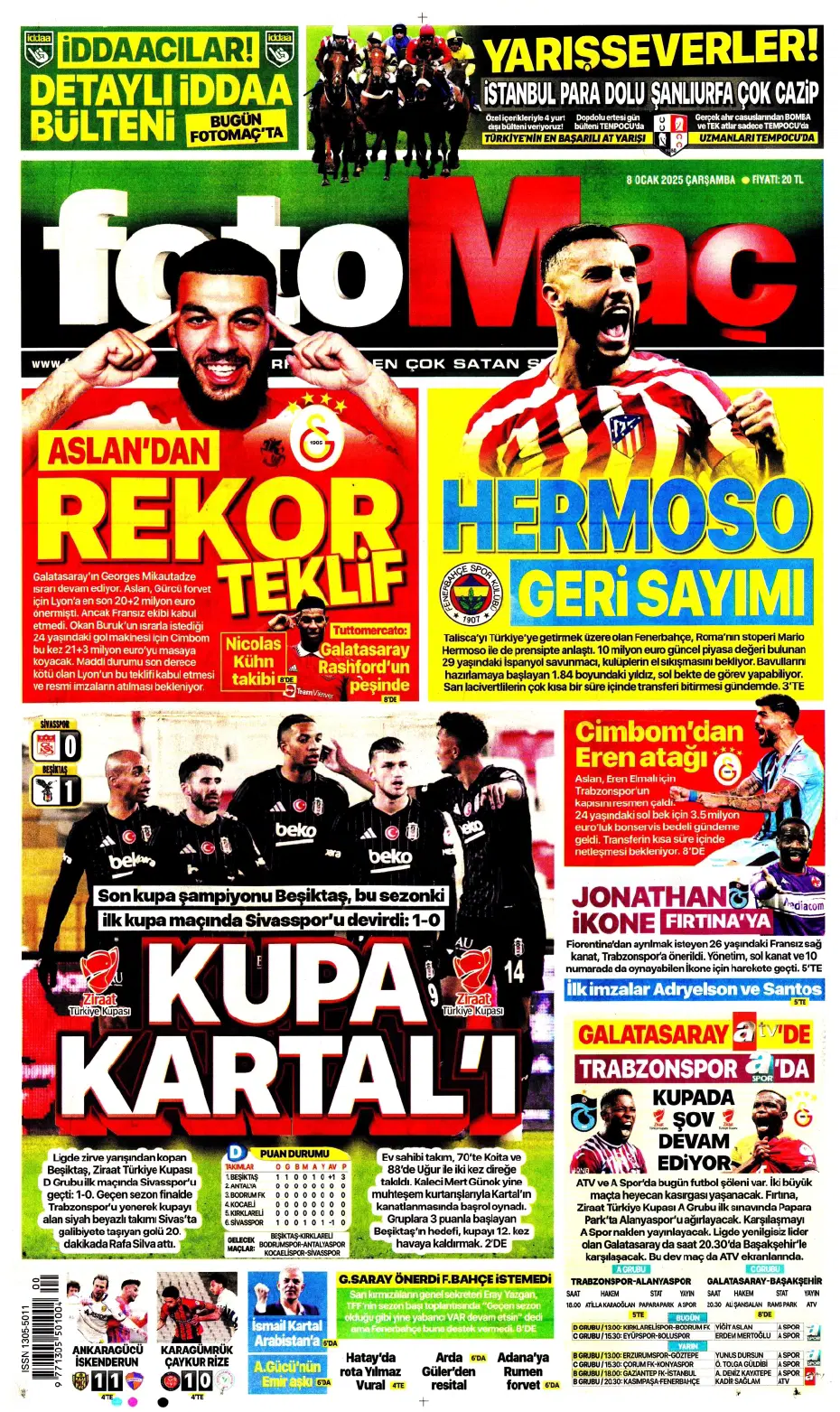 "Fenerbahçe'de büyük gün" | Sporun manşetleri (8 Ocak 2025) - 8 "Fenerbahçe'de büyük gün" | Sporun manşetleri (8 Ocak 2025) - 8